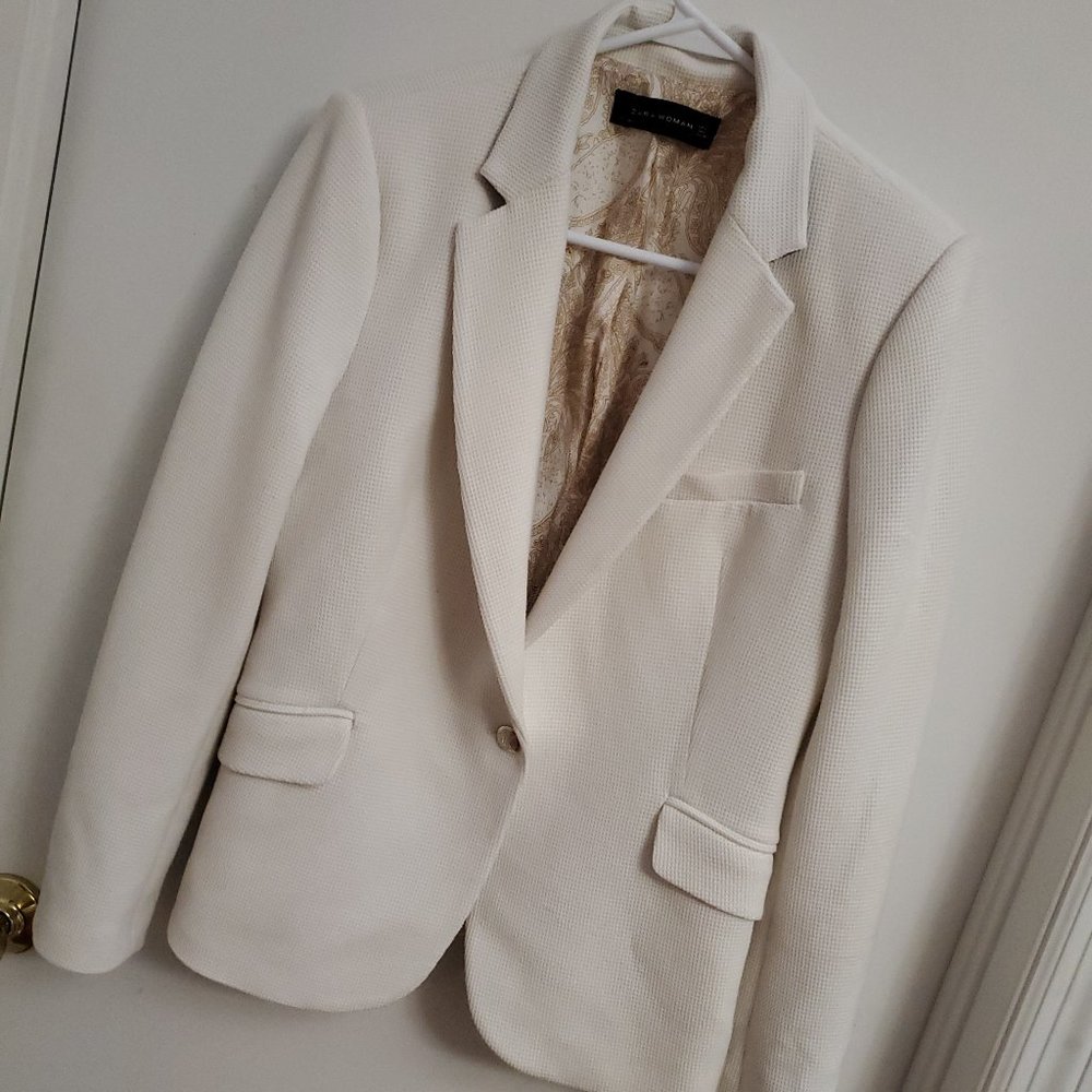 ZARA WOMAN white lined jacket